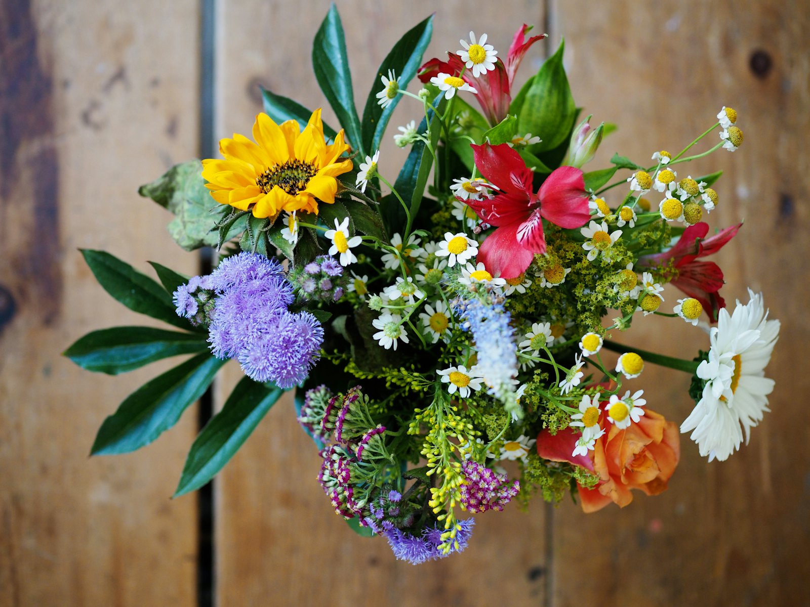 Flores sobre madera